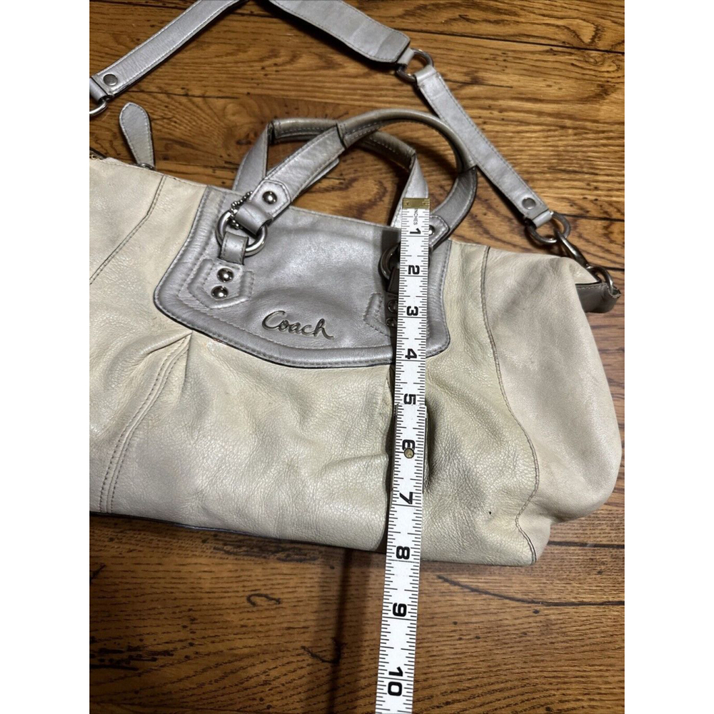 COACH ASHLEY IVORY/CREAM LEATHER CONVERTIBLE TRAVEL SATCHEL TOTE BAG F19247 - Picture 4 of 10